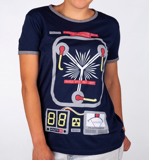 Flux Capacitor Navy And Grey Ringer T-Shirt