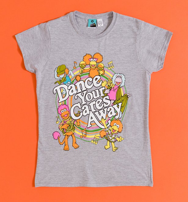 Women's Fraggle Rock Dance Your Cares Away Swirl Grey Marl Fitted T-Shirt