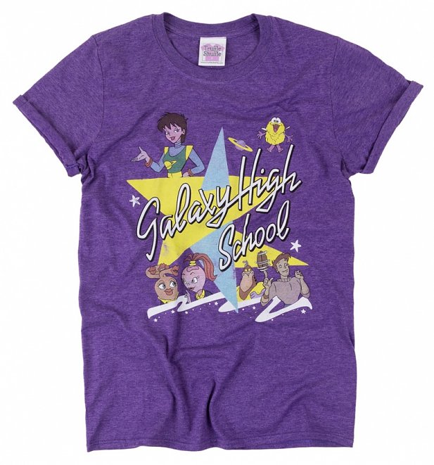 Women's Galaxy High School Heather Purple Boyfriend Fit Rolled Sleeve T-Shirt Women's Galaxy High School Heather Purple Boyfriend Fit Rolled Sleeve T-Shirt