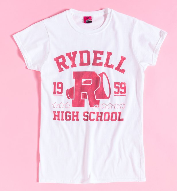 Women's Grease Rydell High School Athletic White Fitted T-Shirt