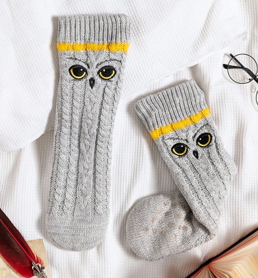 Women's Grey Harry Potter Hedwig Slipper Socks Women's Grey Harry Potter Hedwig Slipper Socks