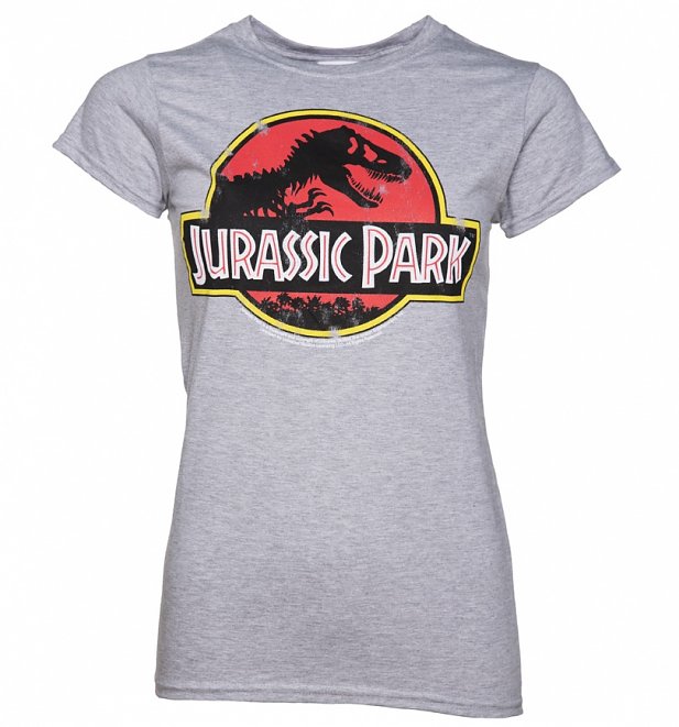 Women's Grey Jurassic Park Logo T-Shirt