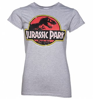 Women's Grey Jurassic Park Logo T-Shirt Women's Grey Jurassic Park Logo T-Shirt