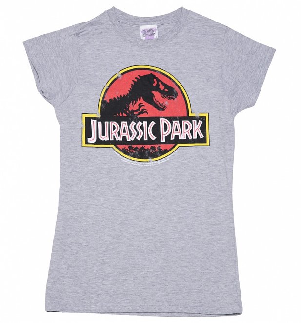 Women's Grey Jurassic Park Logo T-Shirt