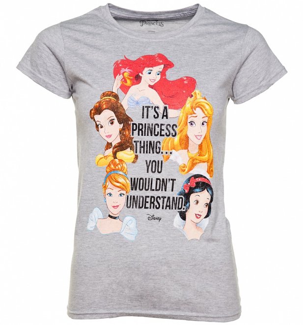 Women's Grey Marl Disney It's A Princess Thing Fitted T-Shirt Women's Grey Marl Disney It's A Princess Thing Fitted T-Shirt
