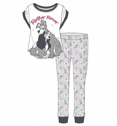Women's Grey Marl Lady And The Tramp Together Forever Disney Pyjamas Women's Grey Marl Lady And The Tramp Together Forever Disney Pyjamas