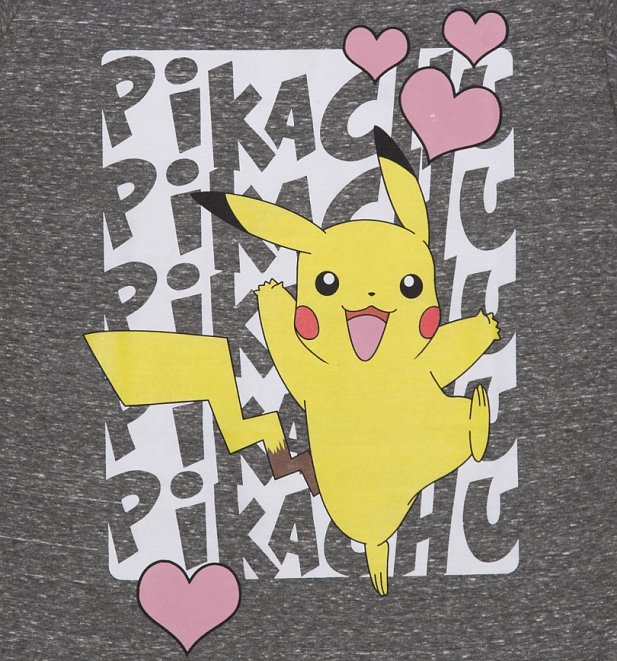 Women's Grey Marl Pokemon Pikachu T-Shirt Women's Grey Marl Pokemon Pikachu T-Shirt