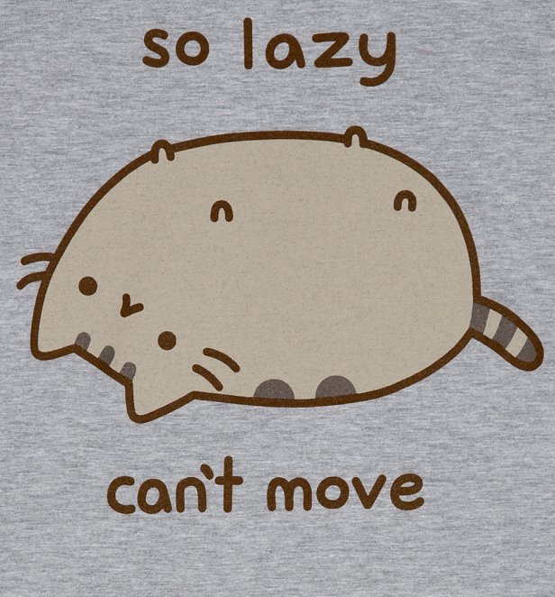 Women's Grey Marl Pusheen So Lazy Can't Move Boyfriend T-Shirt Women's Grey Marl Pusheen So Lazy Can't Move Boyfriend T-Shirt