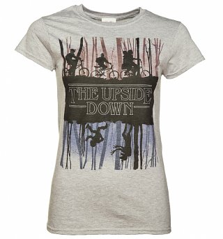 Women's Grey Stranger Things Inspired Upside Down T-Shirt Women's Grey Stranger Things Inspired Upside Down T-Shirt