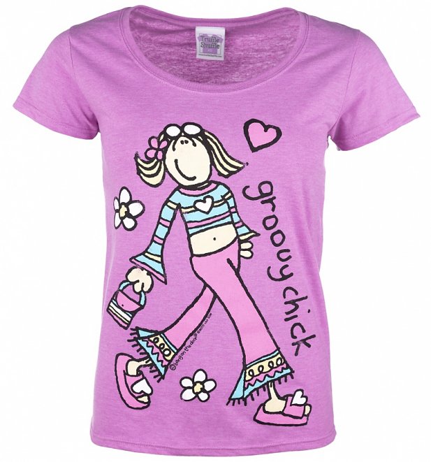 Women's Groovy Chick Heather Orchid Scoop Neck T-Shirt Women's Groovy Chick Heather Orchid Scoop Neck T-Shirt