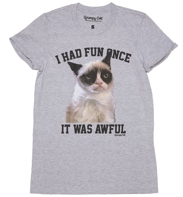 Women's Grumpy Cat I Had Fun Once, It Was Awful Rolled Sleeve T-Shirt