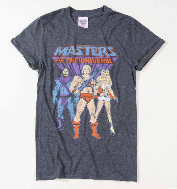 He-Man, She-Ra and Skeletor Dark Heather Boyfriend Fit Rolled Sleeve T-Shirt