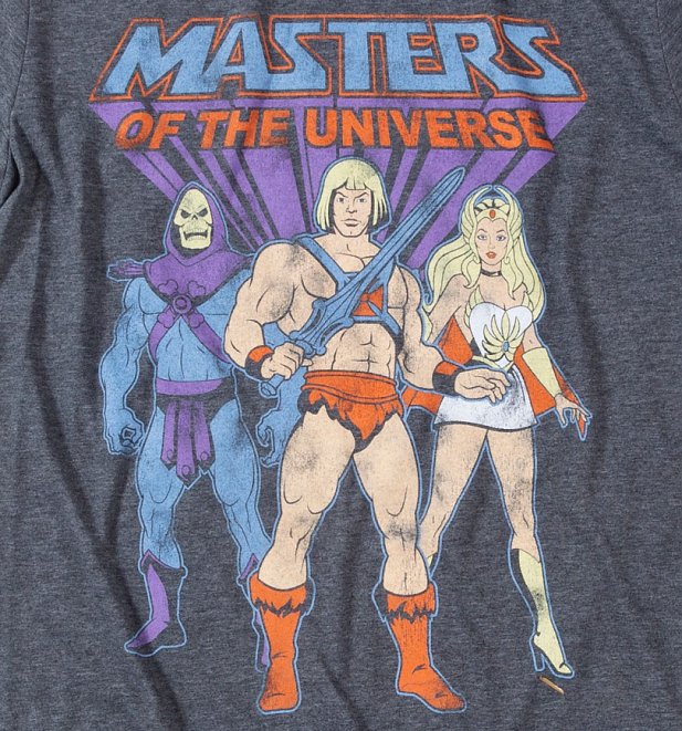 Women's He-Man, She-Ra and Skeletor Dark Heather Boyfriend Fit Rolled Sleeve T-Shirt Women's He-Man, She-Ra and Skeletor Dark Heather Boyfriend Fit Rolled Sleeve T-Shirt