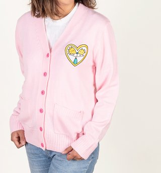 Women's Hey Arnold Embroidered Pink Cardigan from Cakeworthy Women's Hey Arnold Embroidered Pink Cardigan from Cakeworthy
