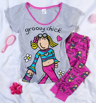 Women's Hot Pink Groovy Chick Pyjamas Women's Hot Pink Groovy Chick Pyjamas
