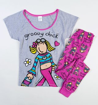 Women's Hot Pink Groovy Chick Pyjamas Women's Hot Pink Groovy Chick Pyjamas