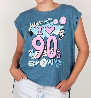 Women's I Heart 90s Heather Teal Flowy T-Shirt Women's I Heart 90s Heather Teal Flowy T-Shirt