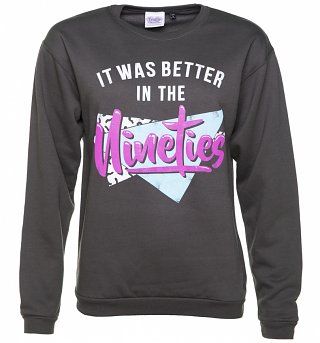 Women's It Was Better In The Nineties Charcoal Oversized Sweater Women's It Was Better In The Nineties Charcoal Oversized Sweater