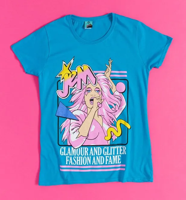 Jem And The Holograms Glamour And Glitter Blue Fitted T-Shirt