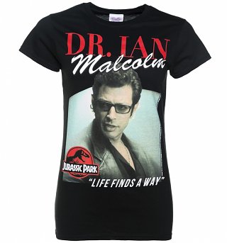 Women's Jurassic Park Dr Ian Malcolm Black T-Shirt Women's Jurassic Park Dr Ian Malcolm Black T-Shirt