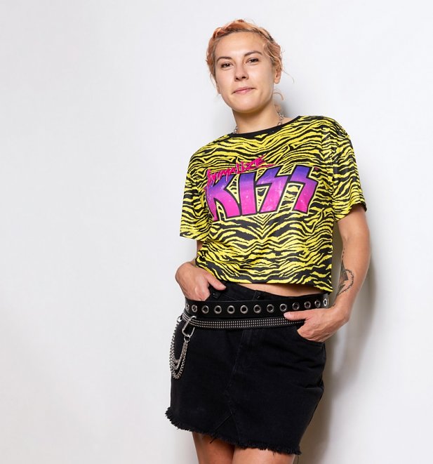 Women's KISS Animalize Animal Print Cropped T-Shirt from Amplified Women's KISS Animalize Animal Print Cropped T-Shirt from Amplified
