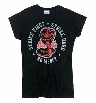 Women's Karate Kid Strike First Strike Hard Black T-Shirt Women's Karate Kid Strike First Strike Hard Black T-Shirt