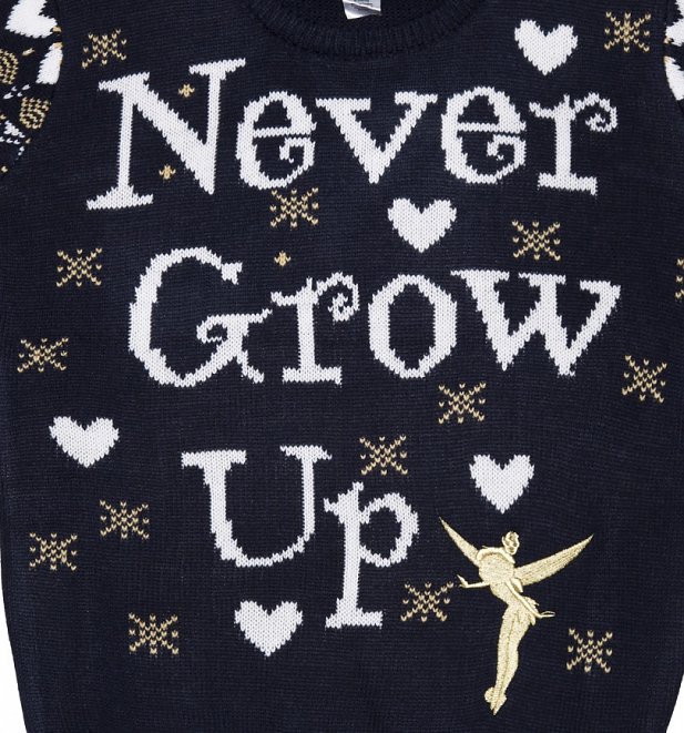 Women's Knitted Disney Tinker Bell Never Grow Up Jumper Women's Knitted Disney Tinker Bell Never Grow Up Jumper
