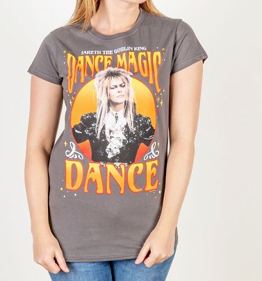 Women's Labyrinth Jareth The Goblin King Dance Magic Dance Fitted Charcoal T-Shirt Women's Labyrinth Jareth The Goblin King Dance Magic Dance Fitted Charcoal T-Shirt