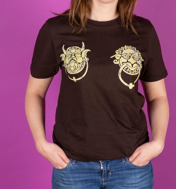 Women's Labyrinth Knockers Dark Brown T-Shirt