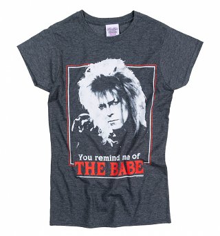 Women's Labyrinth Retro You Remind Me Of The Babe Charcoal Marl Fitted T-Shirt Women's Labyrinth Retro You Remind Me Of The Babe Charcoal Marl Fitted T-Shirt