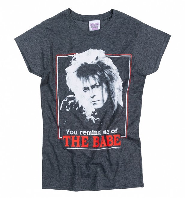 Women's Labyrinth Retro You Remind Me Of The Babe Charcoal Marl Fitted T-Shirt Women's Labyrinth Retro You Remind Me Of The Babe Charcoal Marl Fitted T-Shirt