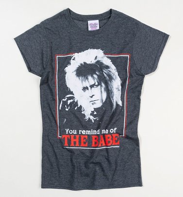 Women's Labyrinth Retro You Remind Me Of The Babe Charcoal Marl Fitted T-Shirt Women's Labyrinth Retro You Remind Me Of The Babe Charcoal Marl Fitted T-Shirt