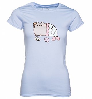 Women's Light Blue Pusheen Mercat T-Shirt Women's Light Blue Pusheen Mercat T-Shirt