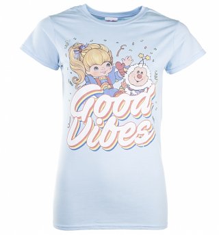 Women's Light Blue Rainbow Brite Good Vibes T-Shirt Women's Light Blue Rainbow Brite Good Vibes T-Shirt