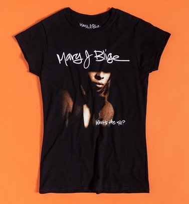 Women's Mary J Blige What's The 411? Fitted Black T-Shirt