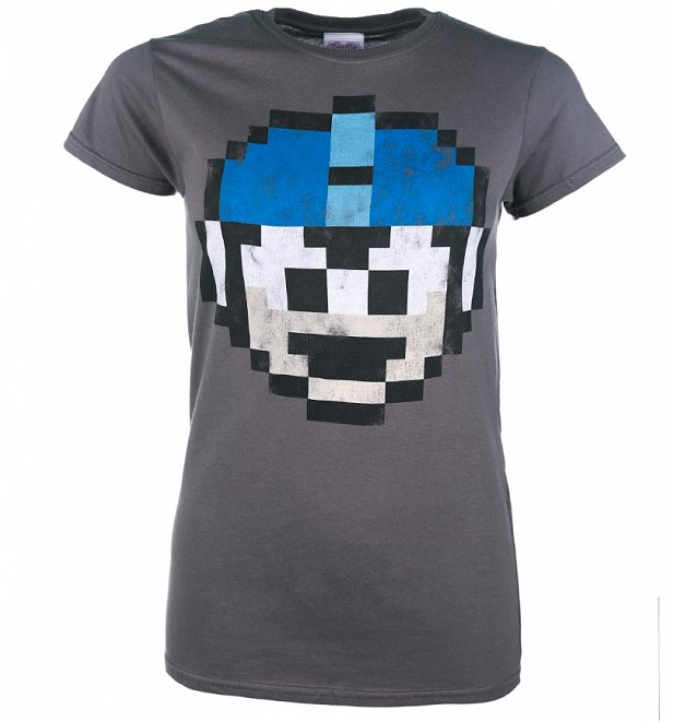 Women's Mega Man 1 Up Charcoal T-Shirt Women's Mega Man 1 Up Charcoal T-Shirt