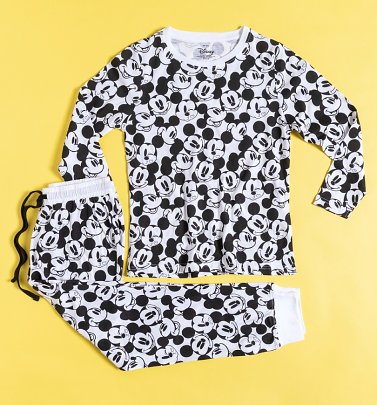 Women's Mickey Mouse Monochrome All Over Print Long Sleeve Disney Pyjamas Women's Mickey Mouse Monochrome All Over Print Long Sleeve Disney Pyjamas