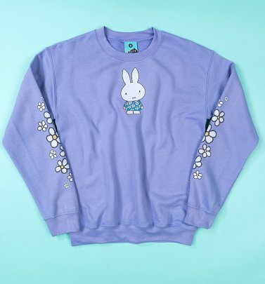 Women's Miffy Flowers Sleeve Print Violet Sweater Women's Miffy Flowers Sleeve Print Violet Sweater