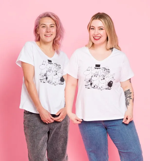 Women's Moomin White V-Neck T-Shirt