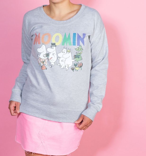 Moomins Rainbow Logo Heather Grey Sweater