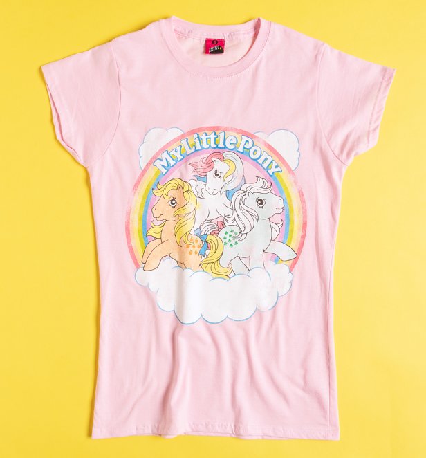 Women's My Little Pony Cloud Scene Light Pink Fitted T-Shirt