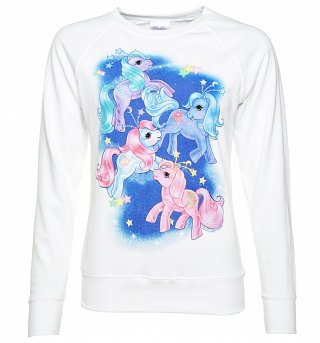 Women's My Little Pony Space Scene White Sweater Women's My Little Pony Space Scene White Sweater