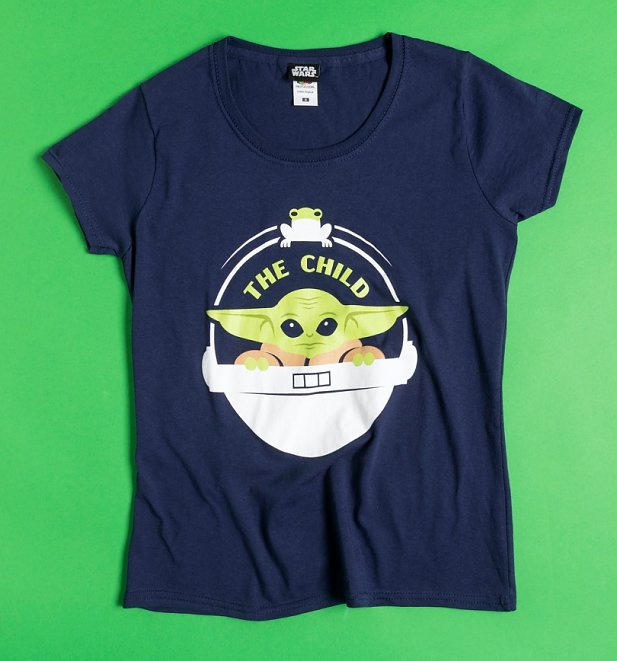 Women's Navy Mandalorian The Child Fitted T-Shirt Women's Navy Mandalorian The Child Fitted T-Shirt