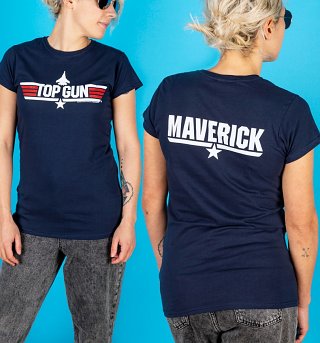 Official Women/'s Navy Top Gun Maverick Fitted T-Shirt