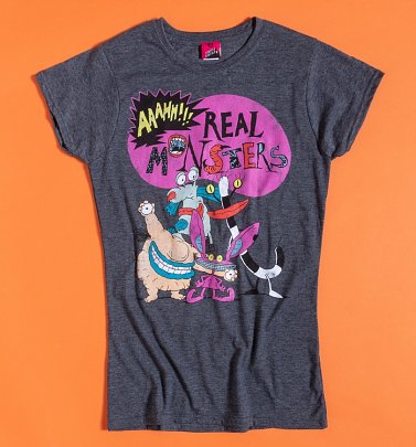 Women's Nickelodeon Aaahh!!! Real Monsters Charcoal Marl Fitted T-Shirt Women's Nickelodeon Aaahh!!! Real Monsters Charcoal Marl Fitted T-Shirt