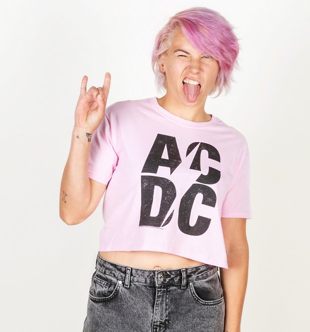 Women's Pink AC/DC Logo Crop Top Women's Pink AC/DC Logo Crop Top