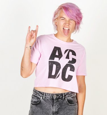 Women's Pink AC/DC Logo Crop Top Women's Pink AC/DC Logo Crop Top
