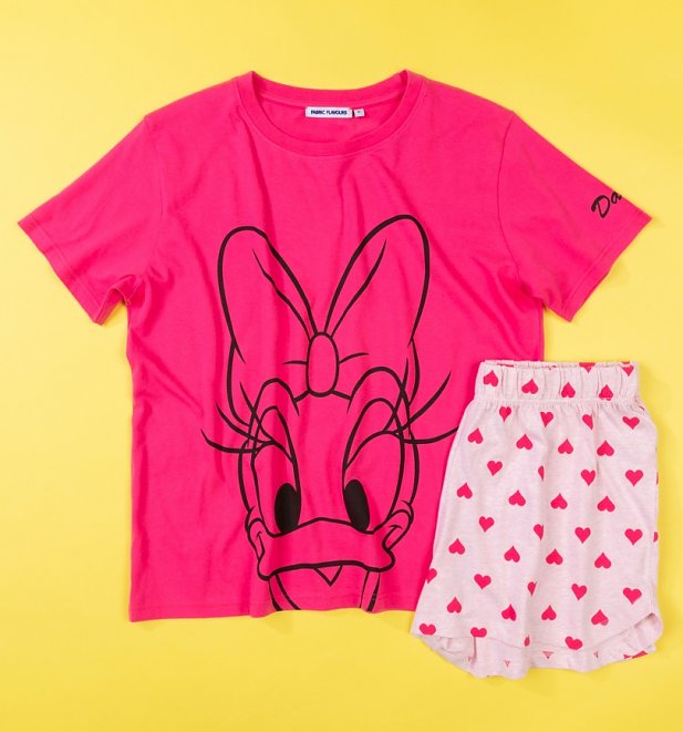 Women's Pink Disney Daisy Duck Shortie Pyjamas Women's Pink Disney Daisy Duck Shortie Pyjamas