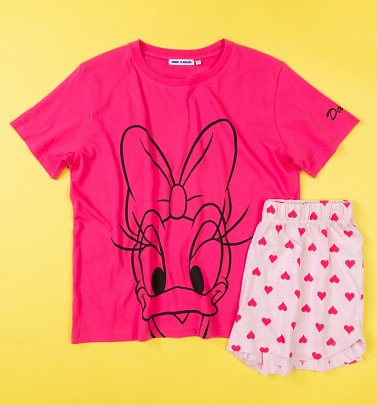 Women's Pink Disney Daisy Duck Shortie Pyjamas Women's Pink Disney Daisy Duck Shortie Pyjamas