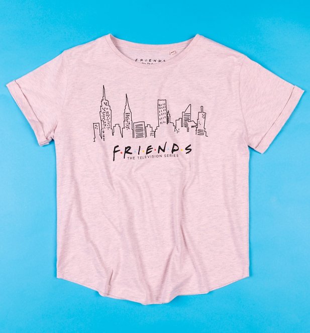 Women's Pink Marl Friends Skyline T-Shirt Women's Pink Marl Friends Skyline T-Shirt